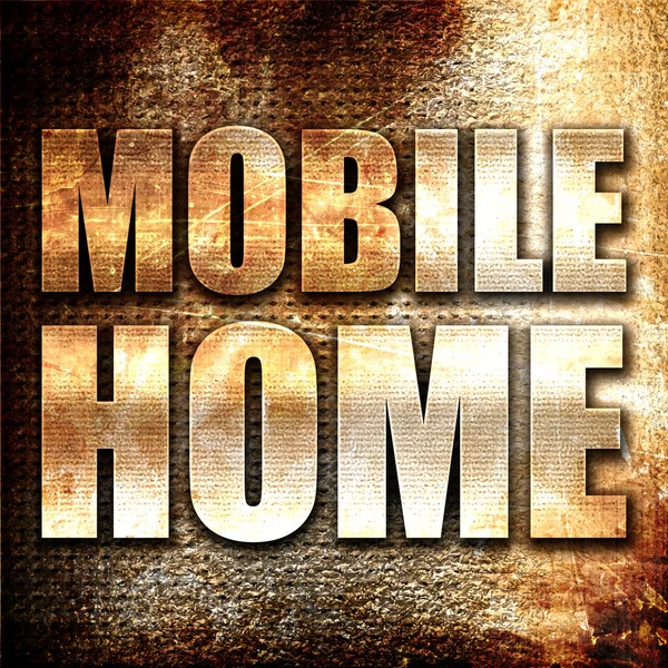 Mobile Home Rendering Metal Text Rust Background — 스톡 사진