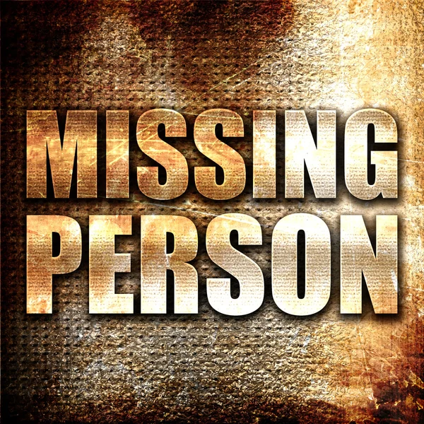 Missing Person Rendering Metal Text Rust Background — 스톡 사진