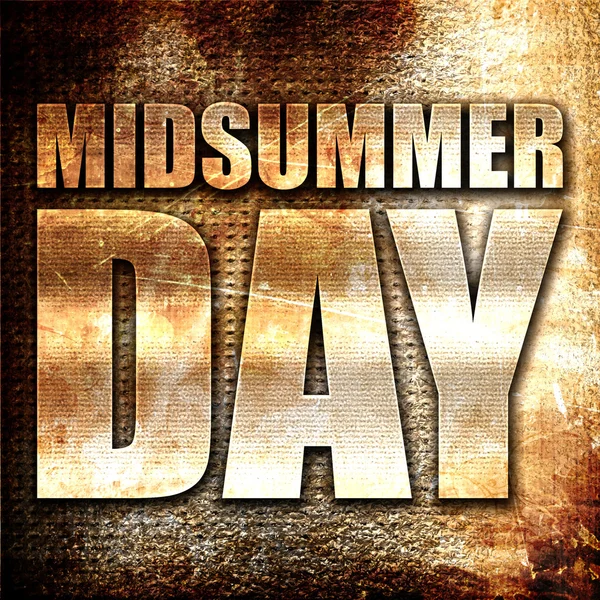 midsummer day, 3D rendering, metal text on rust background