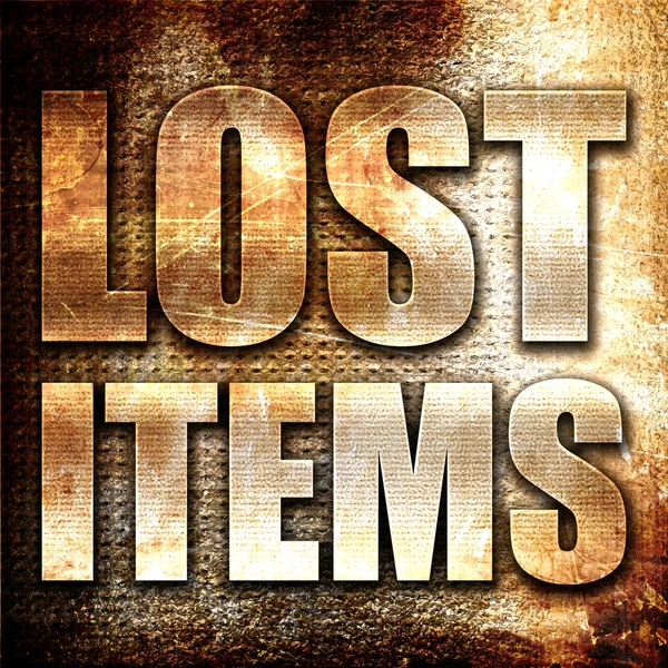 Lost Items Rendering Metal Text Rust Background — 스톡 사진