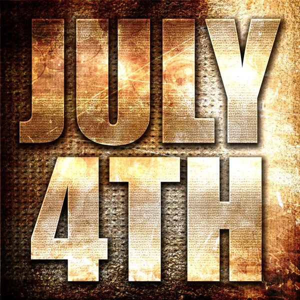 July 4Th Rendering Metal Text Rust Background — 스톡 사진