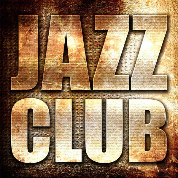 jazz club, 3D rendering, metal text on rust background