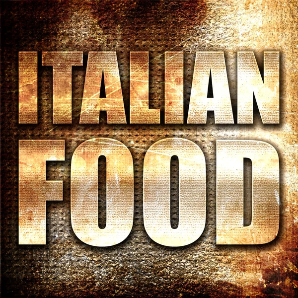 Olasz Élelmiszer Renderelés Fém Szöveg Rozsda Háttér — Stock Fotó
