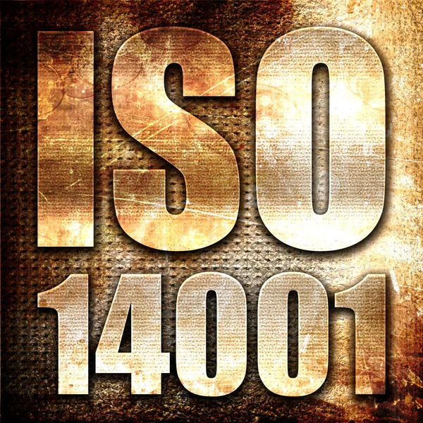 Iso 14001 Rendering Metal Text Rust Background — 图库照片