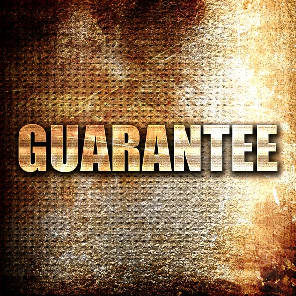 Guarantee, 3D rendering, metal text on rust background — Stock Photo, Image