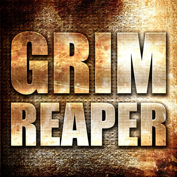 Grim reaper, 3D-rendering, metalen tekst op roest achtergrond — Stockfoto