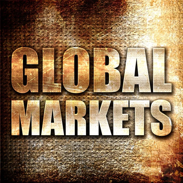 グローバル市場、3 d レンダリング、金属防錆背景上のテキスト — ストック写真