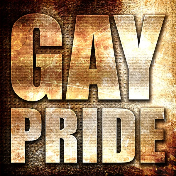 Gay pride, 3D rendering, metal text on rust background — Stock Photo, Image