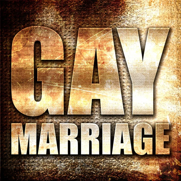 Gay marriage, 3D rendering, metal text on rust background — Stock Photo, Image