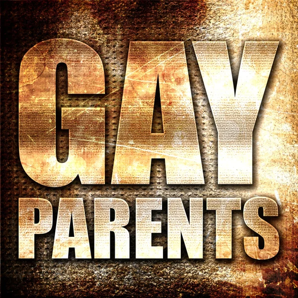 Gay parents, rendu 3D, texte métallique sur fond rouille — Photo