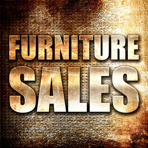 furniture sales, 3D rendering, metal text on rust background