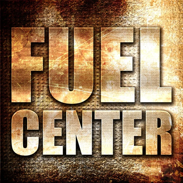 Üzemanyag-center, 3d-leképezést, rozsda háttéren fém szöveg — Stock Fotó