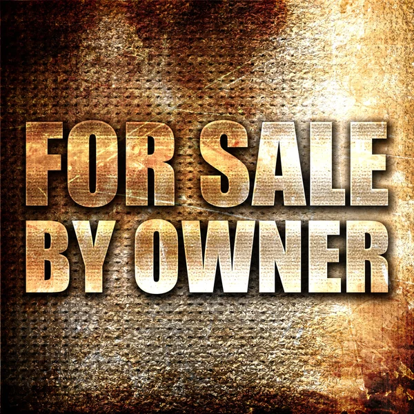 For sale by owner, 3D rendering, metal text on rust background — Stock Photo, Image