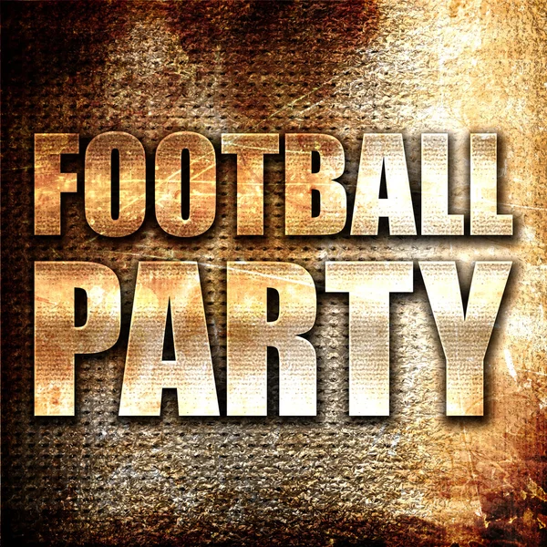 Football party, 3D rendering, metal text on rust background — Stock Photo, Image