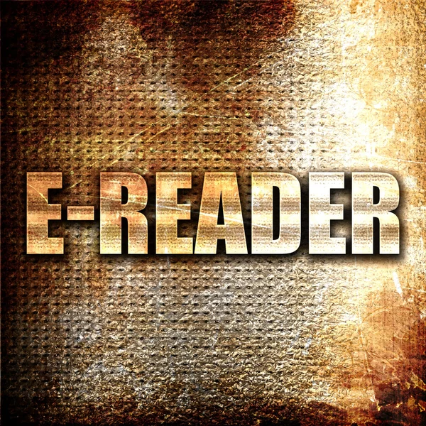 EReader, renderowania 3d, metalowe tekstu na tle rdza — Zdjęcie stockowe