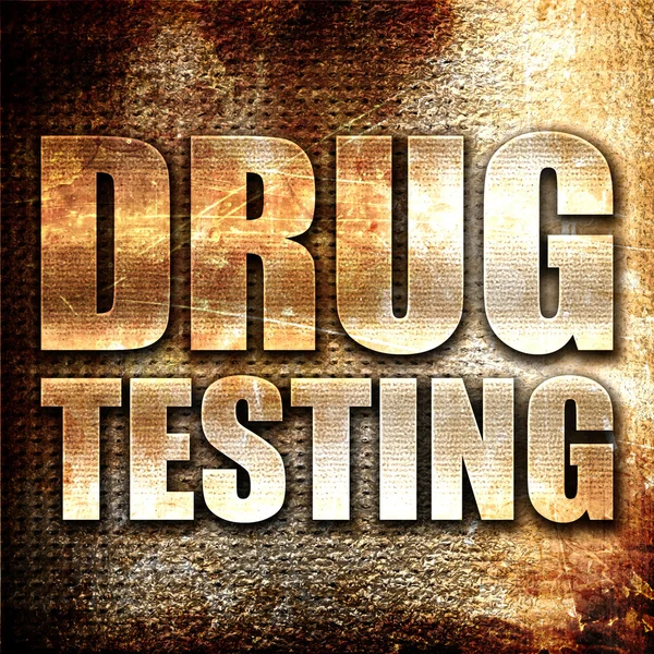 Drug testing, 3d-rendering, metall text på rost bakgrund — Stockfoto