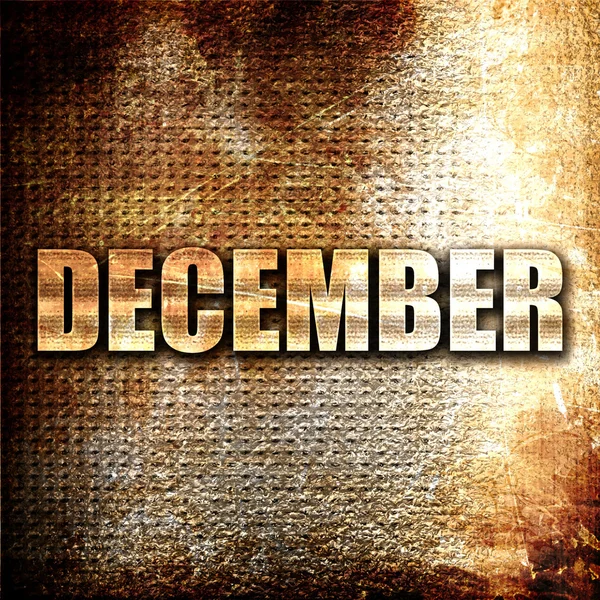 December, 3D rendering, metal text on rust background — Stock Photo, Image