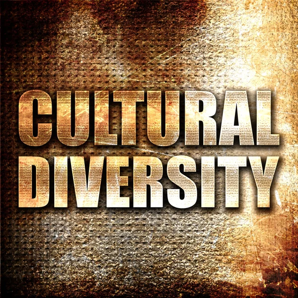 Diversidad cultural, representación 3D, texto metálico sobre fondo oxidado — Foto de Stock