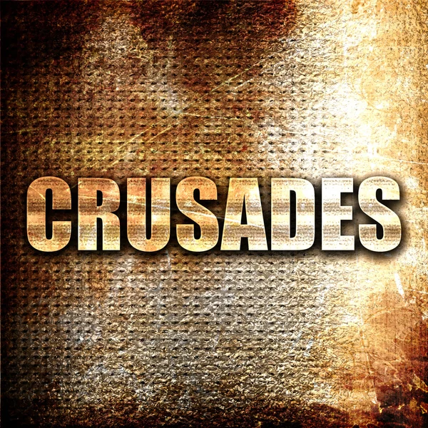 Crusades, 3D rendering, metal text on rust background — Stock Photo, Image