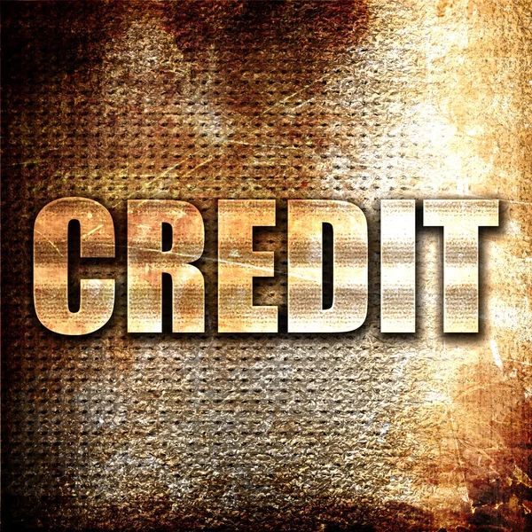 Credit, 3D rendering, metal text on rust background — Stock Photo, Image