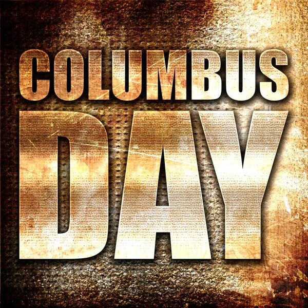 Columbus day, 3d-rendering, metall text på rost bakgrund — Stockfoto