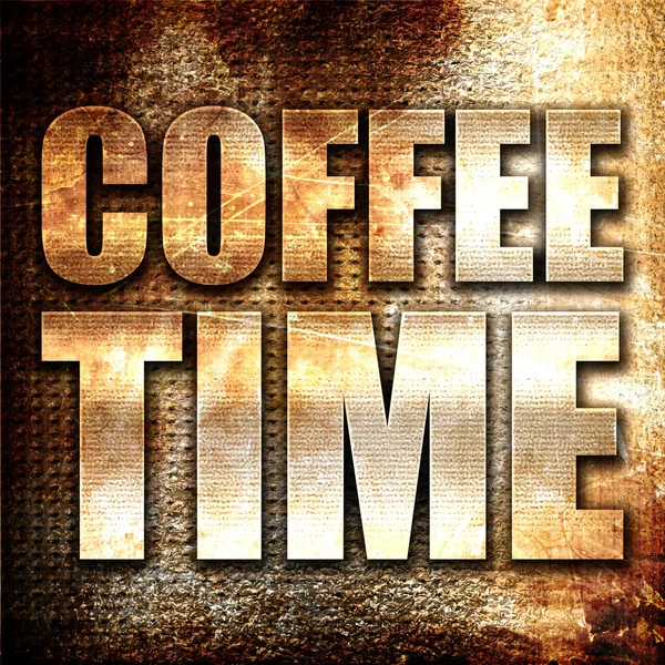 Koffie tijd, 3D-rendering, metalen tekst op roest achtergrond — Stockfoto