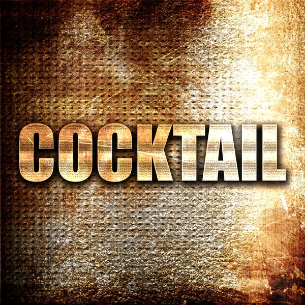 Cocktail, renderização 3D, texto de metal no fundo ferrugem — Fotografia de Stock