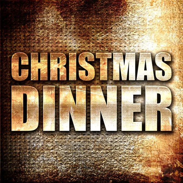 クリスマス ディナー、3 d レンダリング、金属防錆背景上のテキスト — ストック写真