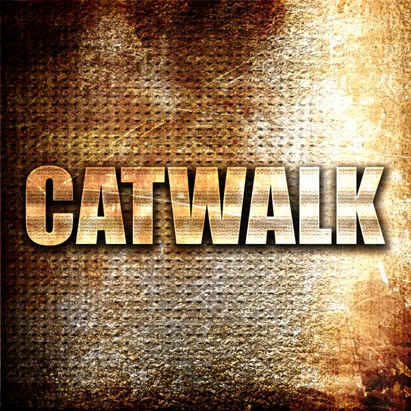 Catwalk, 3D-rendering, metalen tekst op roest achtergrond — Stockfoto