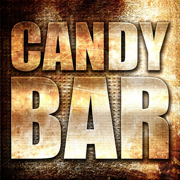 Candy bar, 3D-rendering, metalen tekst op roest achtergrond — Stockfoto