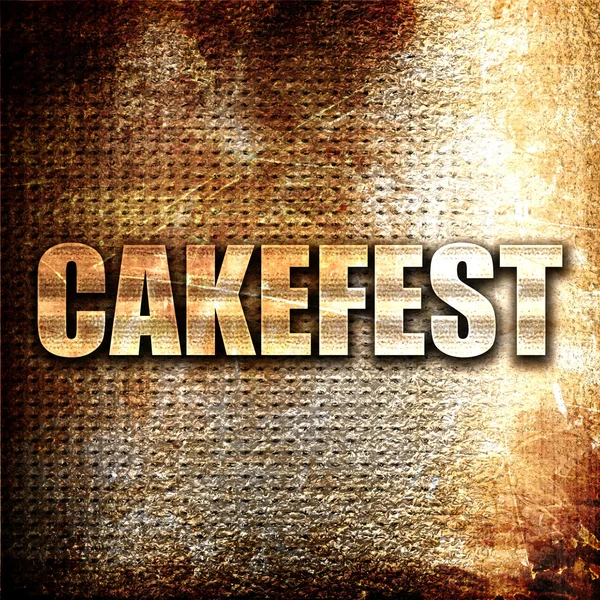 Cakefest, renderowania 3d, metalowe tekstu na tle rdza — Zdjęcie stockowe