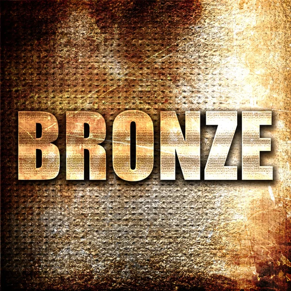 Bronce, representación 3D, texto de metal sobre fondo oxidado —  Fotos de Stock
