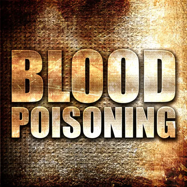 Blutvergiftung, 3D-Rendering, Metalltext auf Rost-Hintergrund — Stockfoto