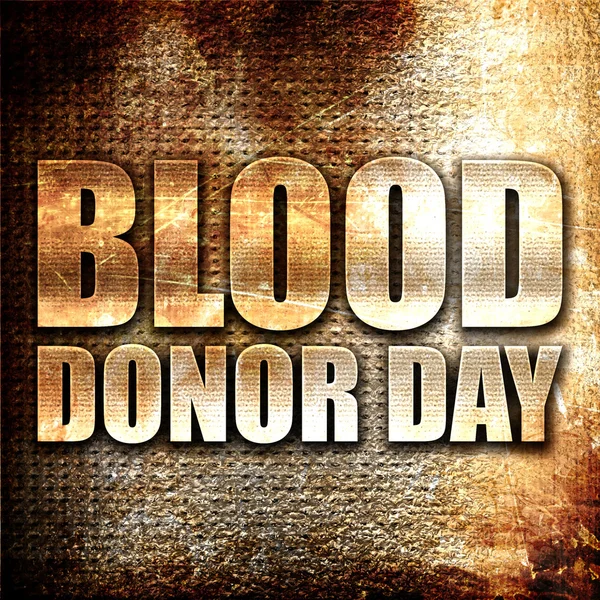Dia doador de sangue, renderização 3D, texto de metal no fundo de ferrugem — Fotografia de Stock