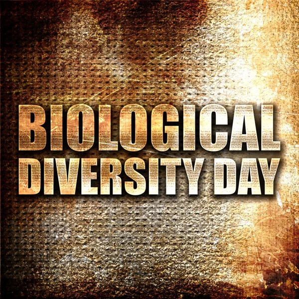 biological diversity day, 3D rendering, metal text on rust backg