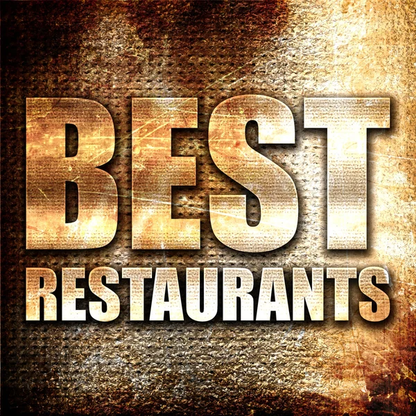 A legjobb étterem, 3d-leképezést, rozsda háttéren fém szöveg — Stock Fotó