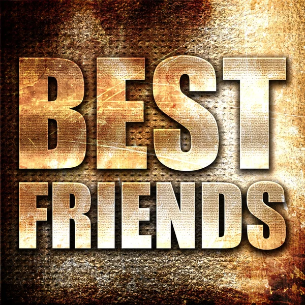 Beste Freunde, 3D-Rendering, Metalltext auf Rost-Hintergrund — Stockfoto