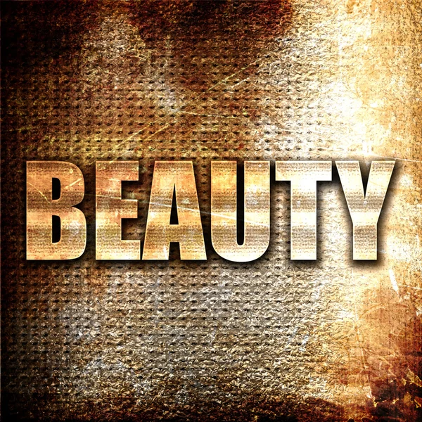Beauty, 3D rendering, metal text on rust background — Stock Photo, Image