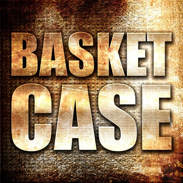 Basket case, 3D rendering, metal text on rust background — Stok Foto
