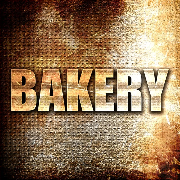 Bakery, 3D rendering, metal text on rust background — Stock Photo, Image