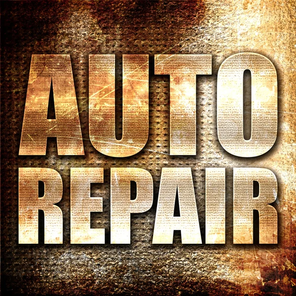 Reparación de automóviles, representación 3D, texto de metal sobre fondo oxidado — Foto de Stock