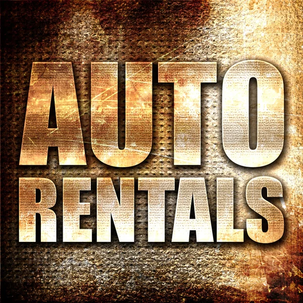 Auto rentals, 3D rendering, metal text on rust background — Stock Photo, Image