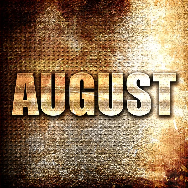 August, 3D rendering, metal text on rust background — Stock Photo, Image
