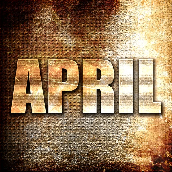 April, 3D rendering, metal text on rust background — Stock Photo, Image