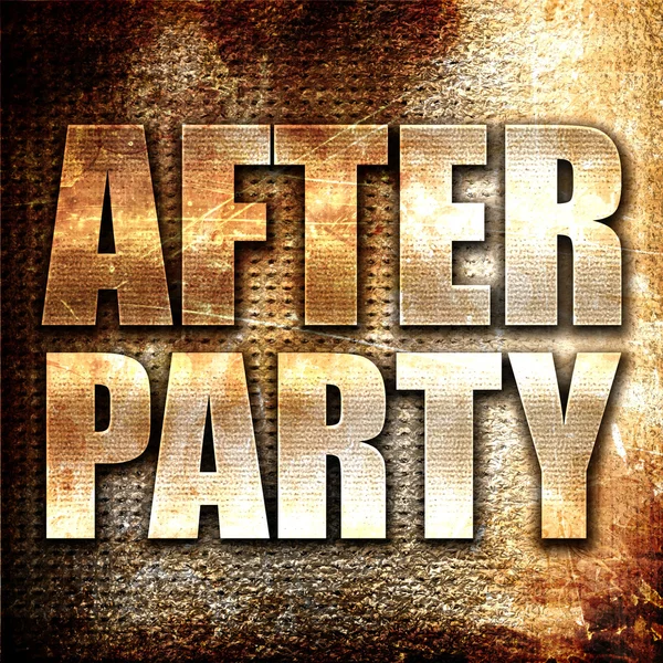 Afterparty, 3D rendering, metal text on rust background — Stock Photo, Image
