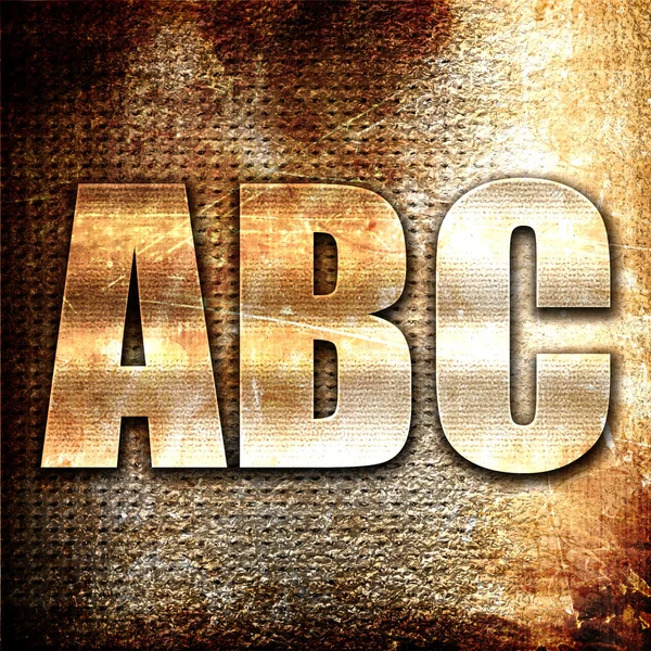 ABC, 3d-rendering, metall text på rost bakgrund — Stockfoto