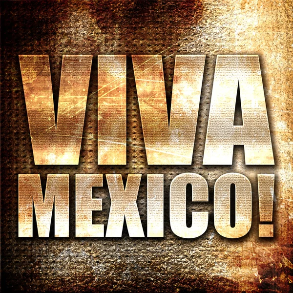 Viva mexico, 3D rendering, metal text on rust background — Stock Photo, Image