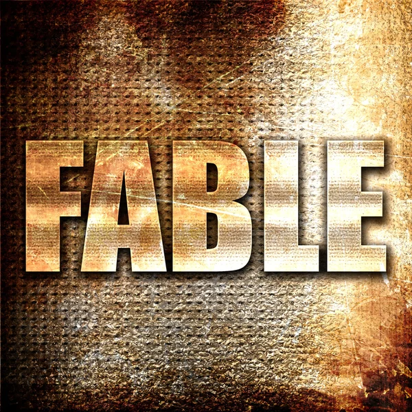 Fable, 3D rendering, metal text on rust background — Stock Photo, Image