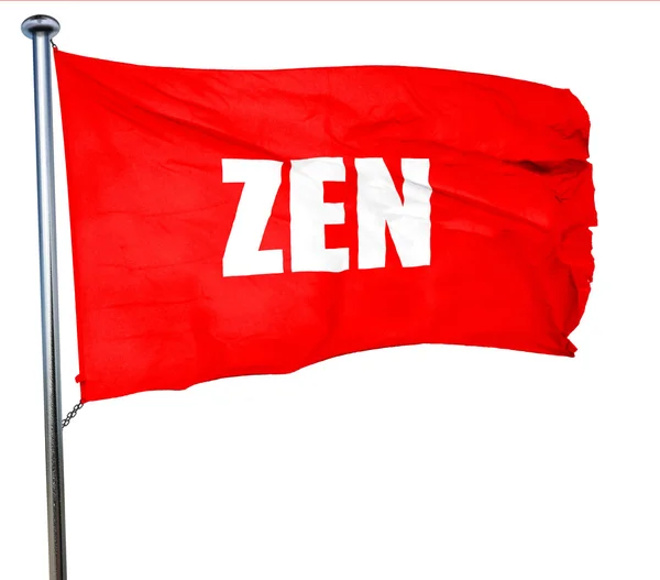 Meditação zen, renderização 3D, uma bandeira acenando vermelho — Fotografia de Stock