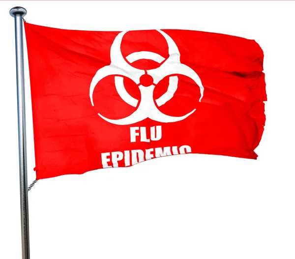Концептуальний фон вірусу грипу, 3D рендеринг, червоний прапор — стокове фото
